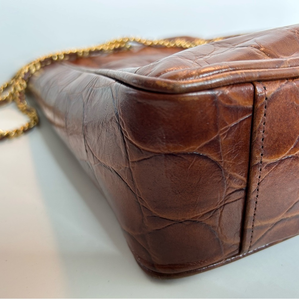 Vintage Genuine Leather by Reem Brown Croc Embossed Leather Tote Bag - Picture 12 of 16